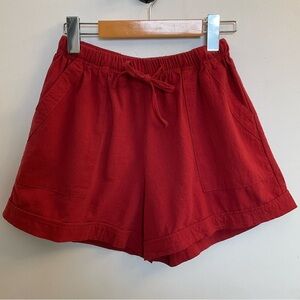 Red Women's Drawstring Cotton Shorts, size medium